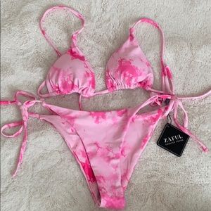 Zaful pink tie dye bikini
